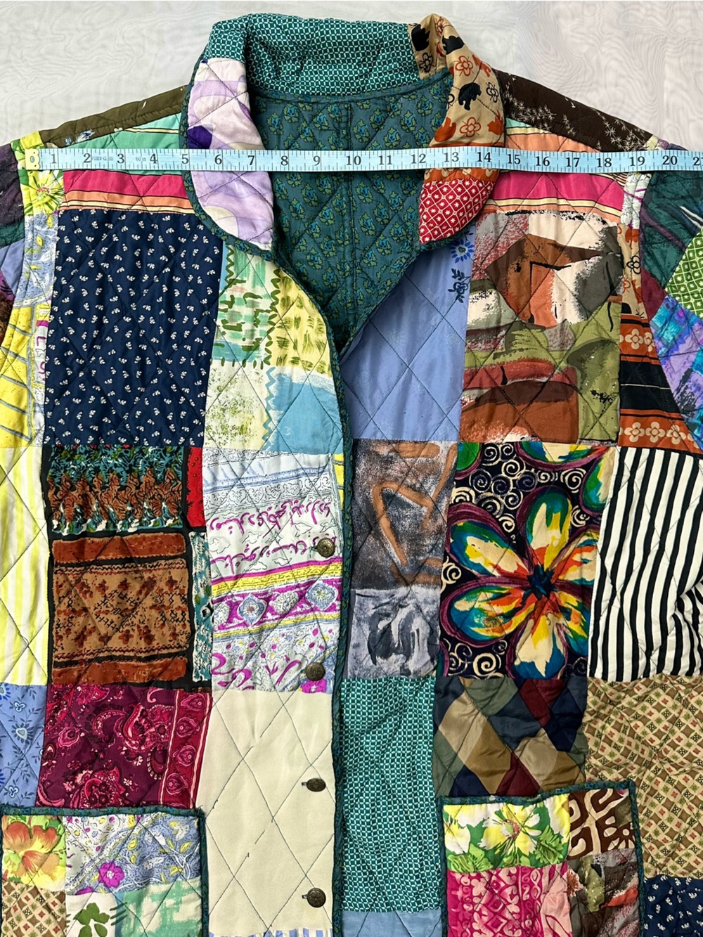 SILK Patchwork Jacket- VTG - RARE - Picture 12 of 14